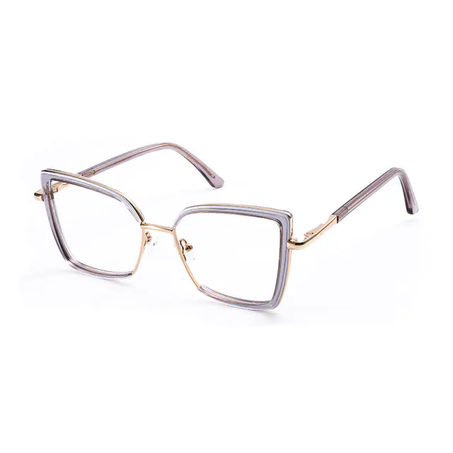 Square Transparent Gray Eyeglasses