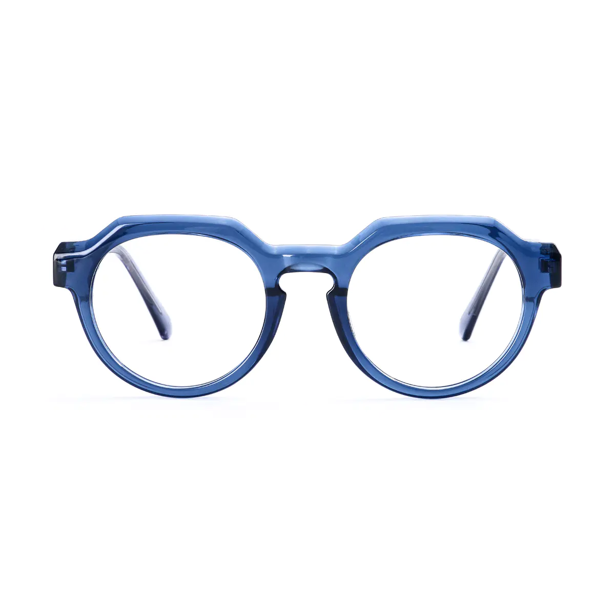 Oval Transparent Blue Eyeglasses