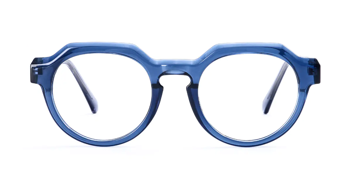 Oval Transparent Blue Eyeglasses