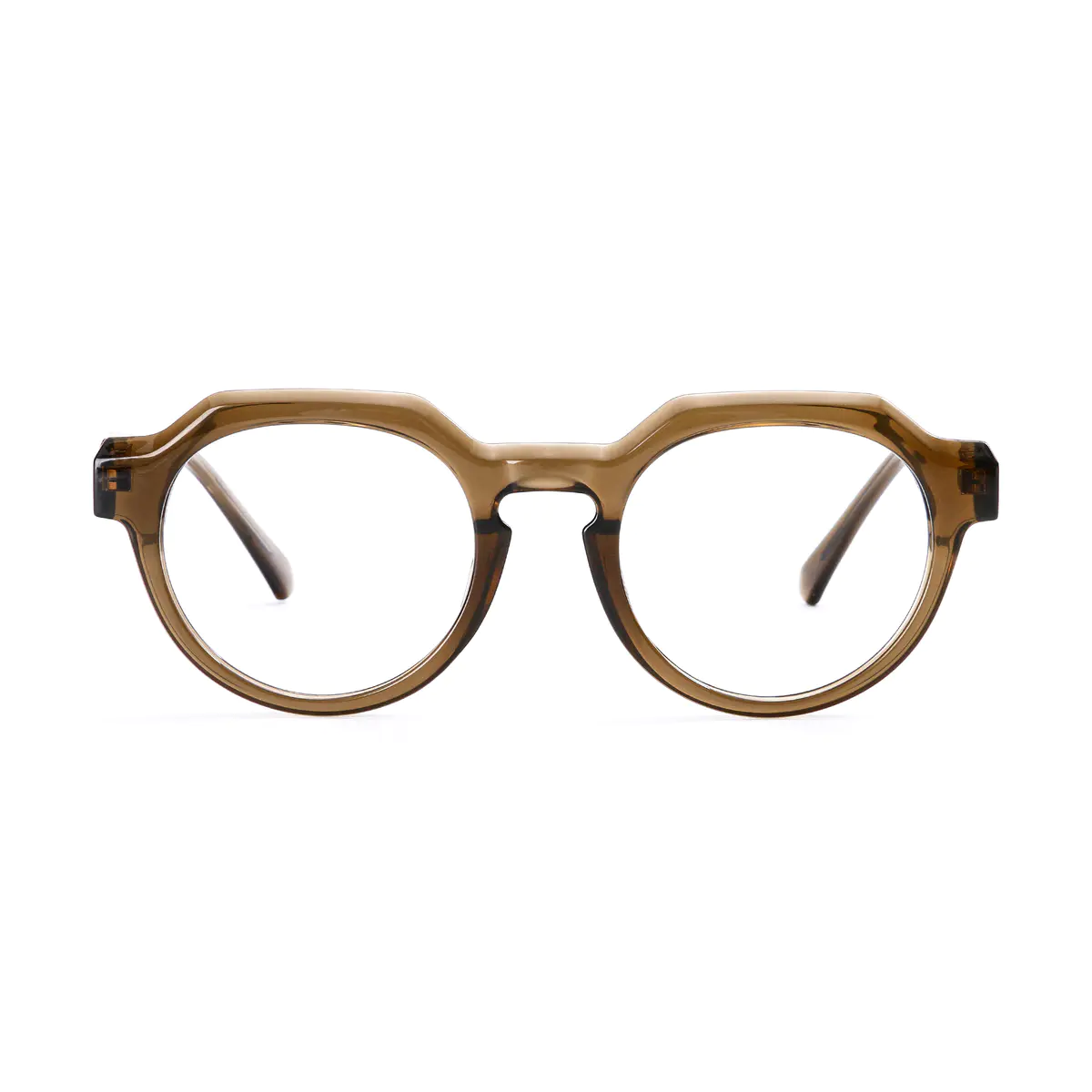 Oval Transparent Brown Eyeglasses