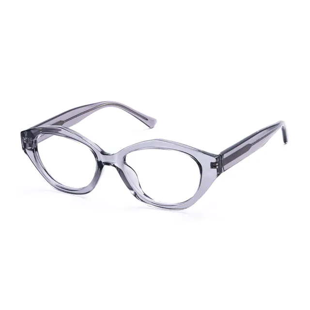 Oval Transparent Gray Eyeglasses