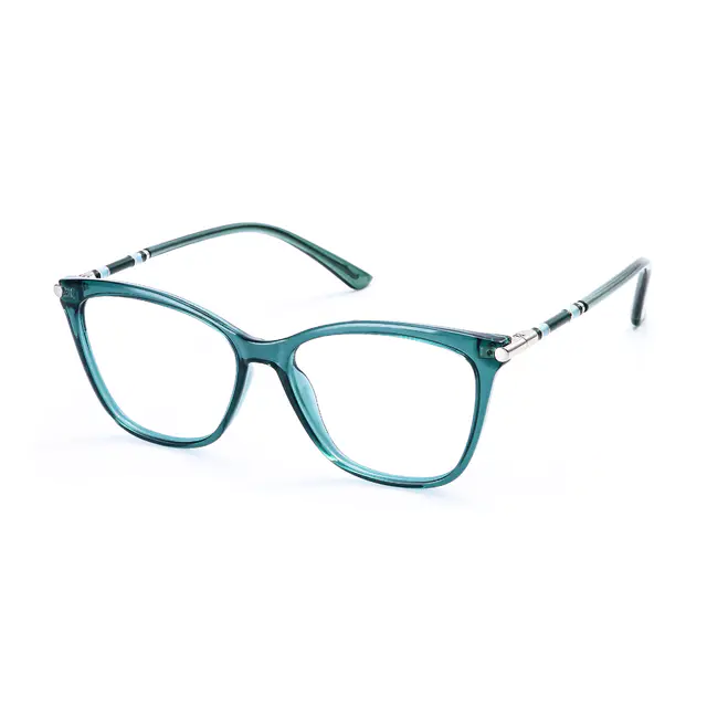 Square Transparent Green Eyeglasses