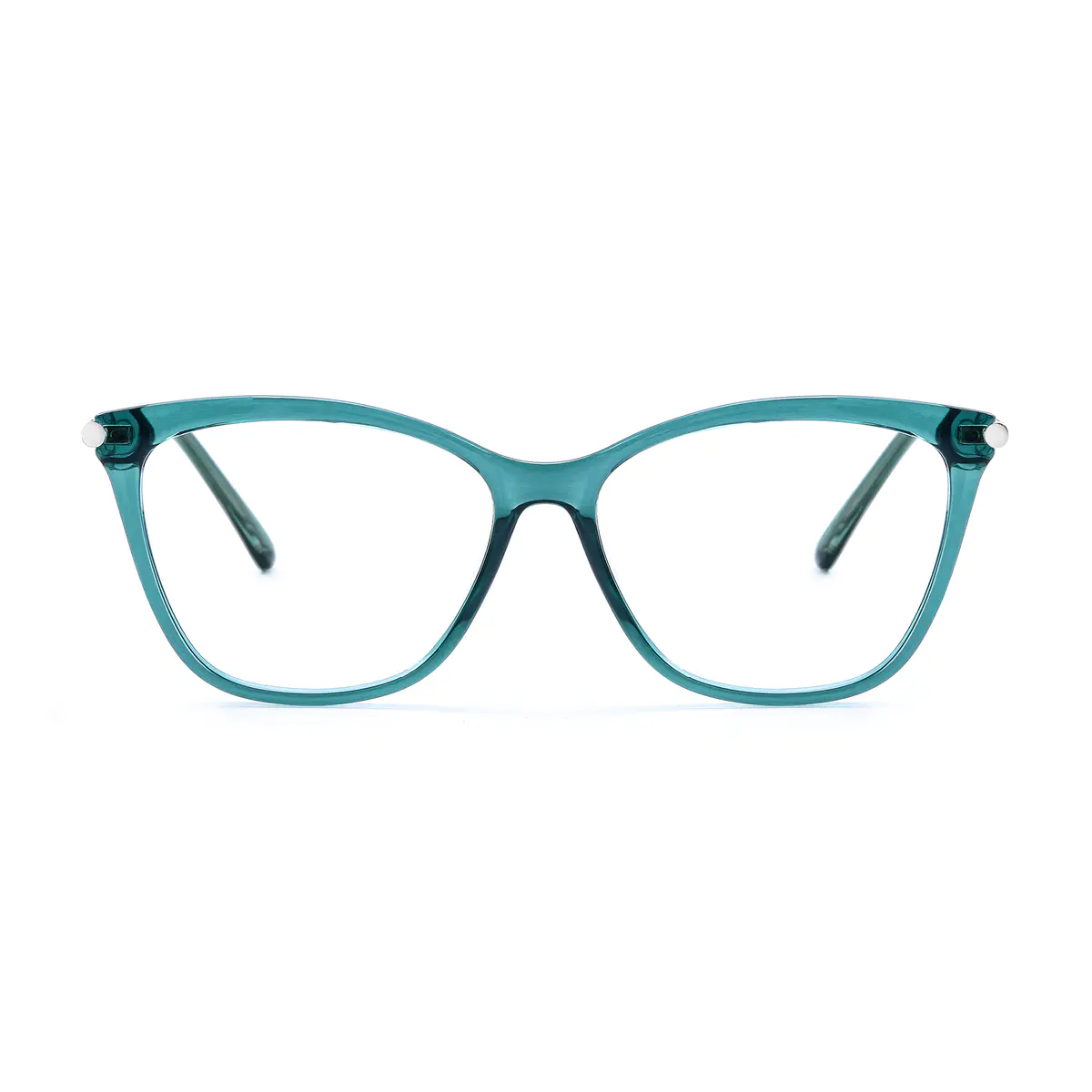 Square Transparent Green Eyeglasses