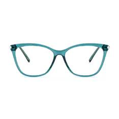 Square Transparent Green Eyeglasses