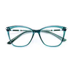 Square Transparent Green Eyeglasses