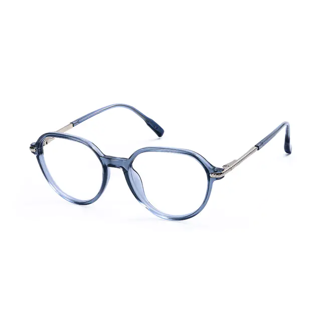 Oval Transparent Blue Eyeglasses