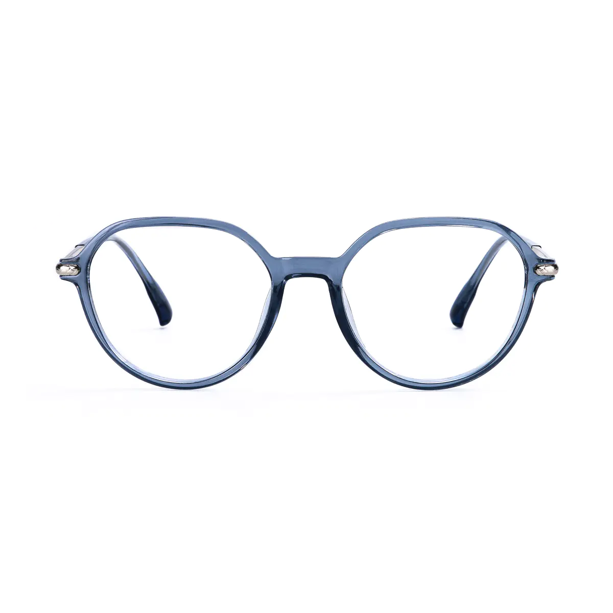 Oval Transparent Blue Eyeglasses