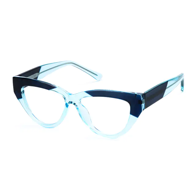 Oval Transparent Blue Eyeglasses