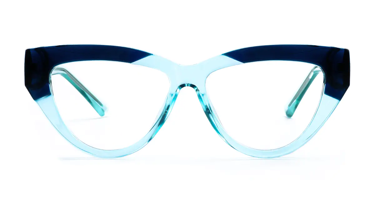 Oval Transparent Blue Eyeglasses