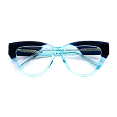 Oval Transparent Blue Eyeglasses
