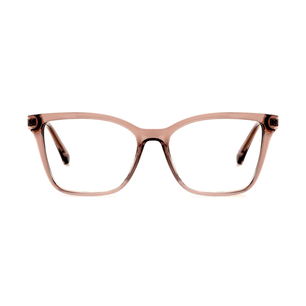Rectangle Transparent Brown Eyeglasses