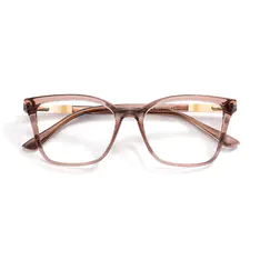 Rectangle Transparent Brown Eyeglasses