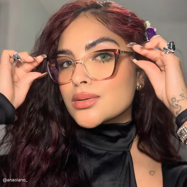 Geometric Transparent Brown Eyeglasses