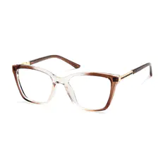 Geometric Transparent Brown Eyeglasses