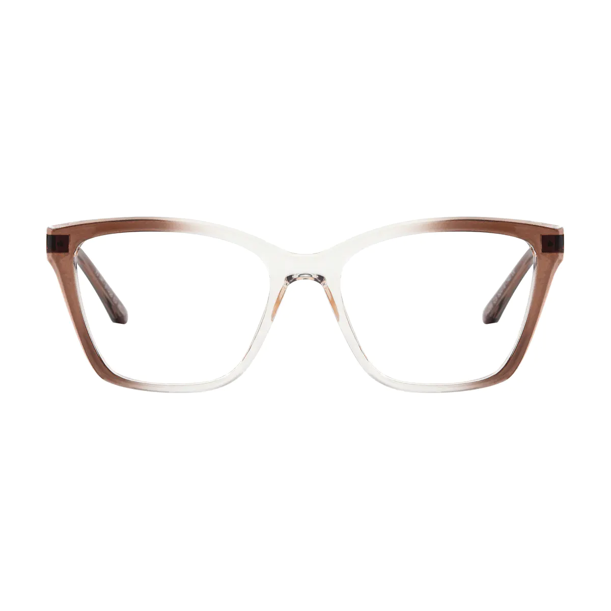 Geometric Transparent Brown Eyeglasses