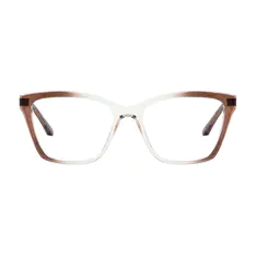 Geometric Transparent Brown Eyeglasses