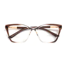 Geometric Transparent Brown Eyeglasses