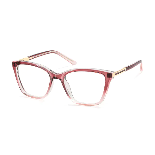Geometric Transparent Pink Eyeglasses