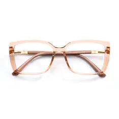 Rectangle Transparent Brown Eyeglasses