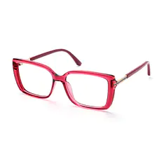 Rectangle Transparent Red Eyeglasses