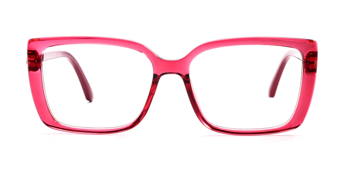Square Transparent Red Eyeglasses