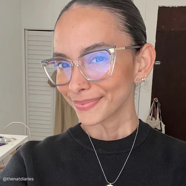 Geometric Transparent Blue Eyeglasses