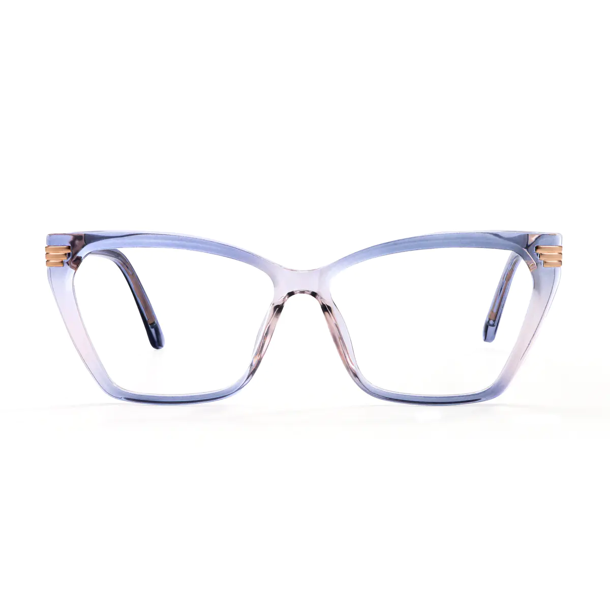 Geometric Transparent Blue Eyeglasses