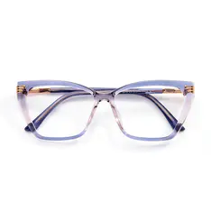 Geometric Transparent Blue Eyeglasses