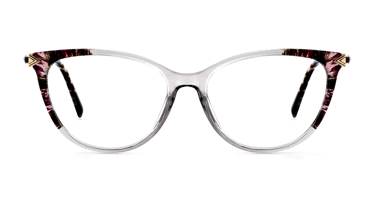 Cat-eye Transparent Gray Eyeglasses