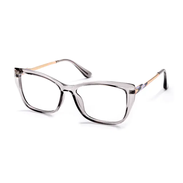 Square Transparent Gray Eyeglasses