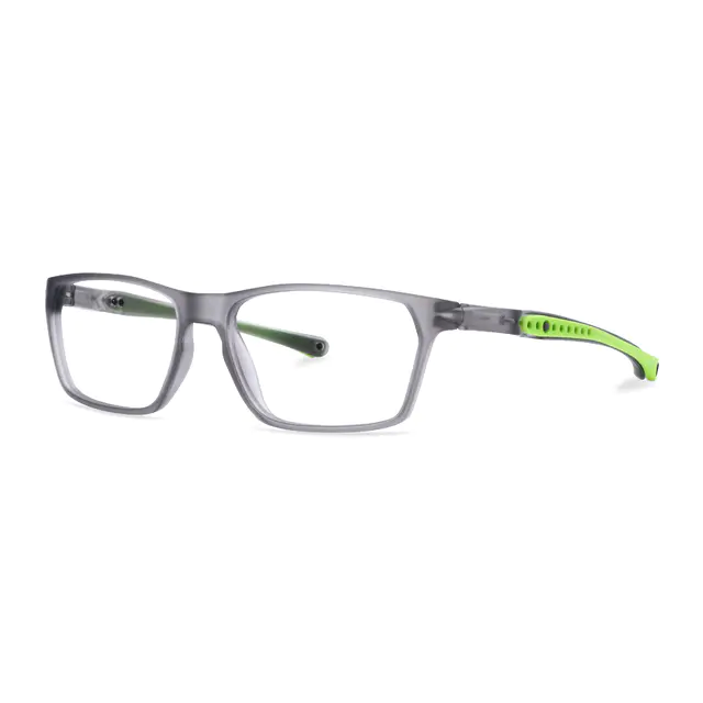 Rectangle Transparent Gray Sport Eyeglasses