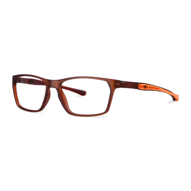 Rectangle Transparent Brown Sport Eyeglasses