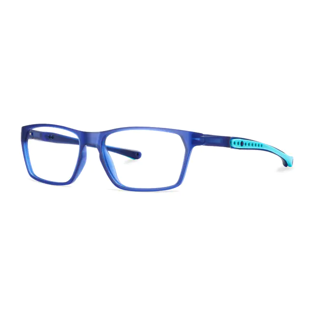 Rectangle Transparent Blue Sport Eyeglasses
