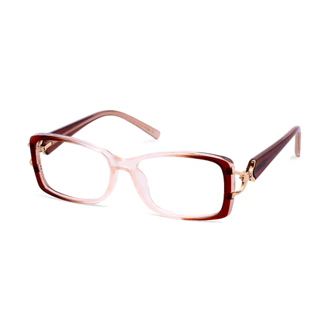 Rectangle Transparent Brown Eyeglasses