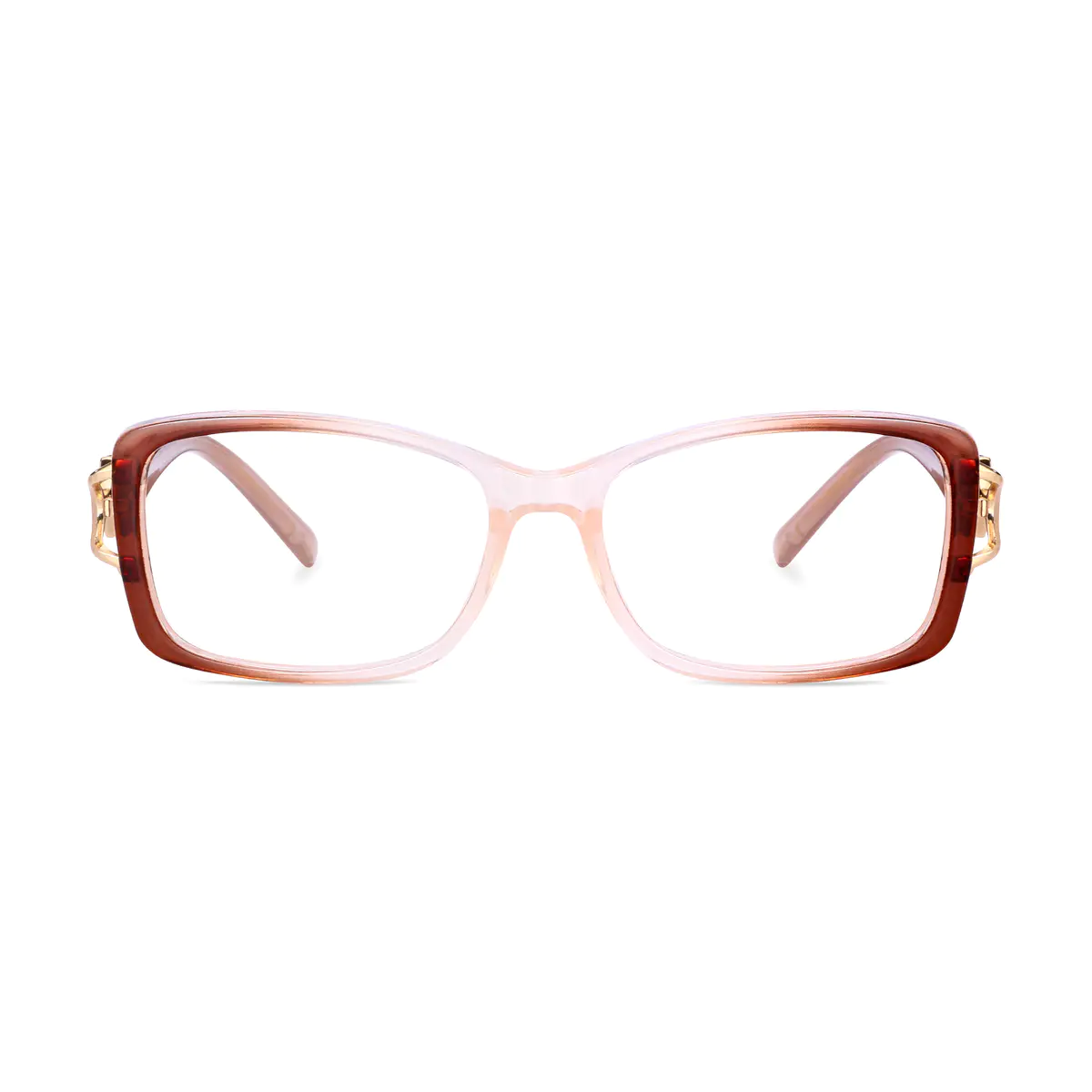 Rectangle Transparent Brown Eyeglasses