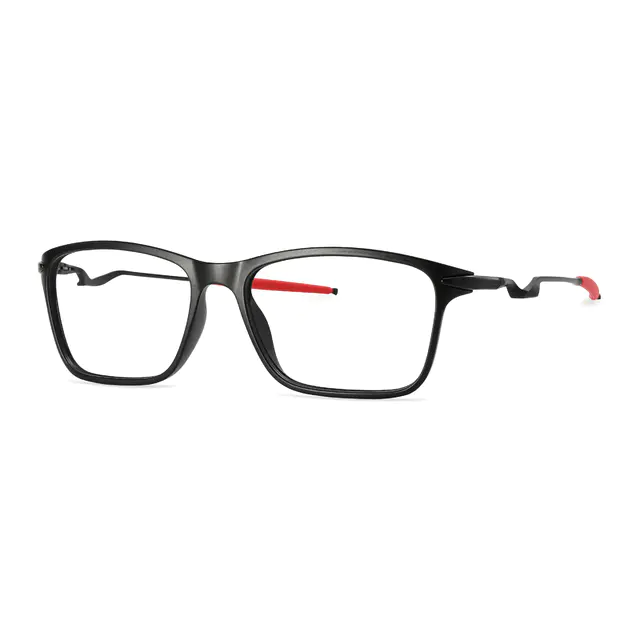 Rectangle Matte Black/Red Sport Eyeglasses