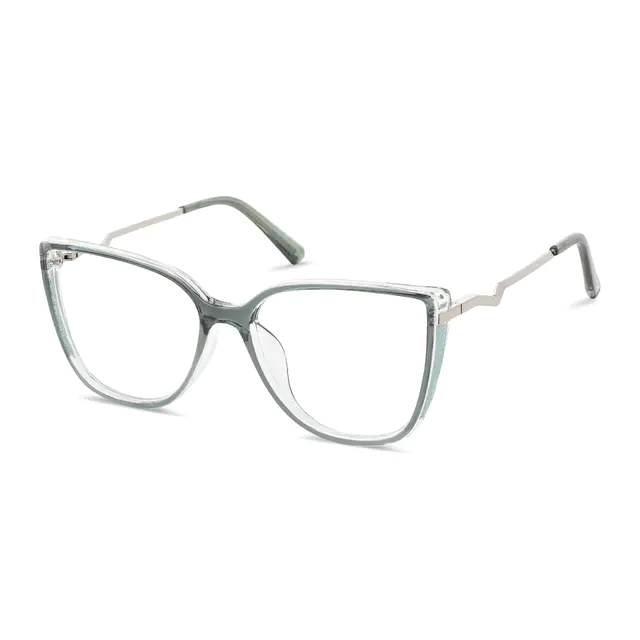 Oval Transparent Green Eyeglasses