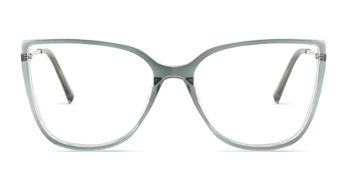 Oval Transparent Green Eyeglasses
