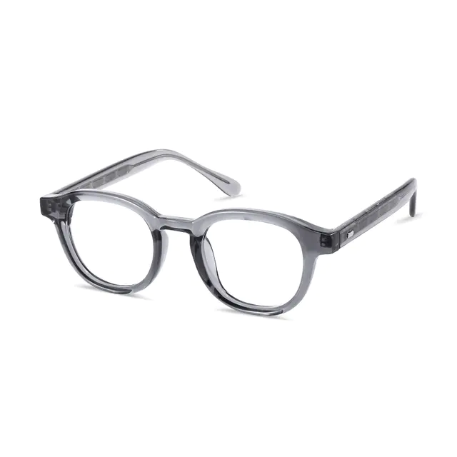 Oval Transparent Gray Eyeglasses