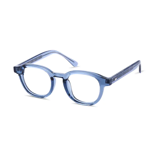 Oval Transparent Blue Eyeglasses