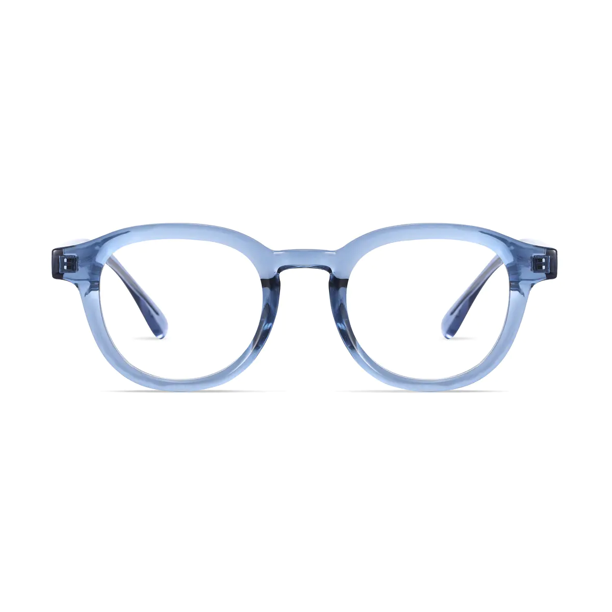 Oval Transparent Blue Eyeglasses