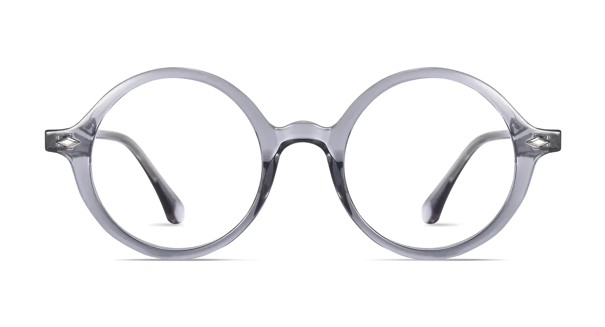 Round Transparent Gray Eyeglasses