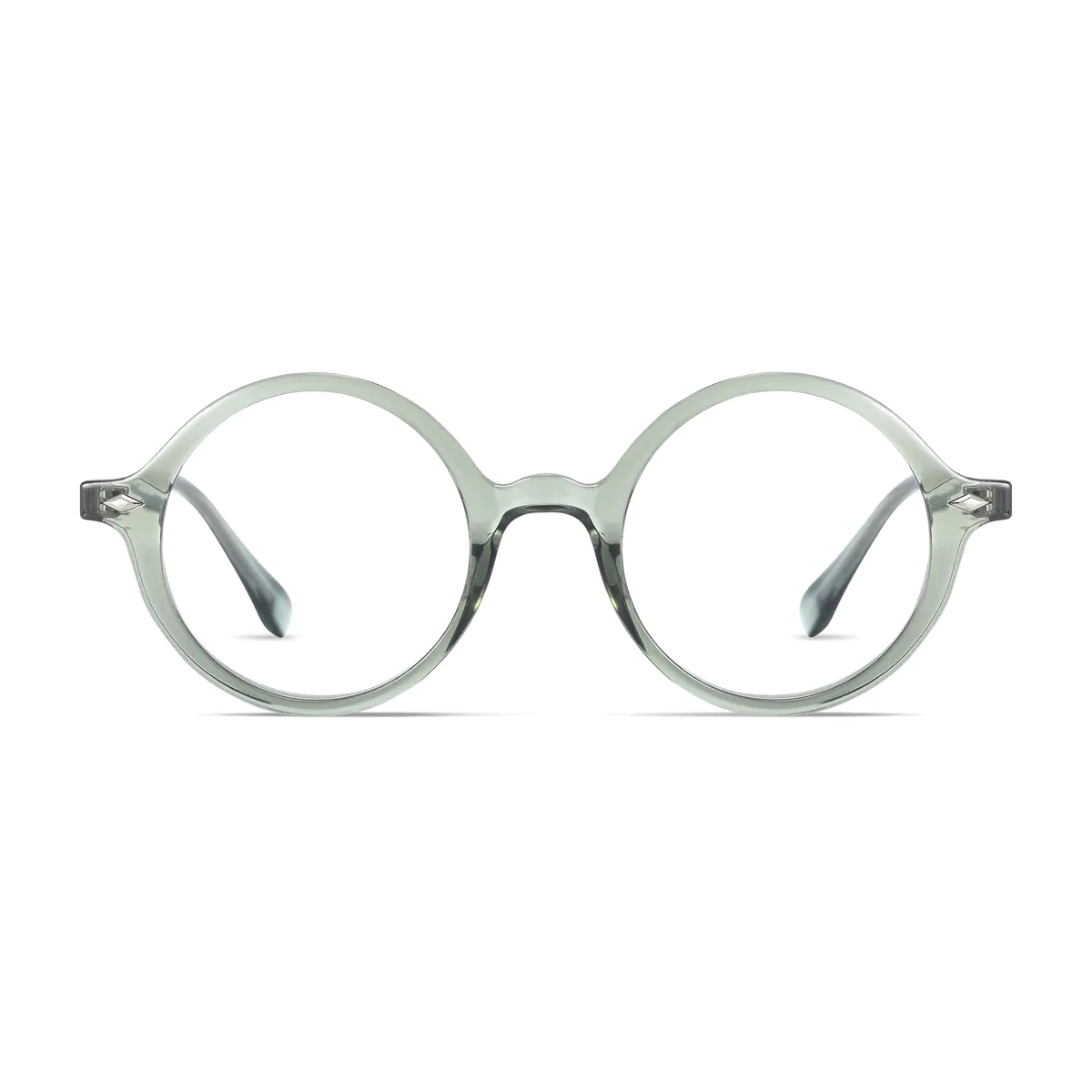 Round Transparent Green Eyeglasses