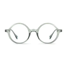 Round Transparent Green Eyeglasses