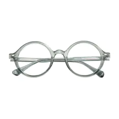 Round Transparent Green Eyeglasses