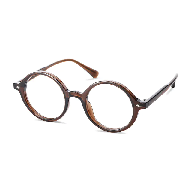 Round Transparent Brown Eyeglasses