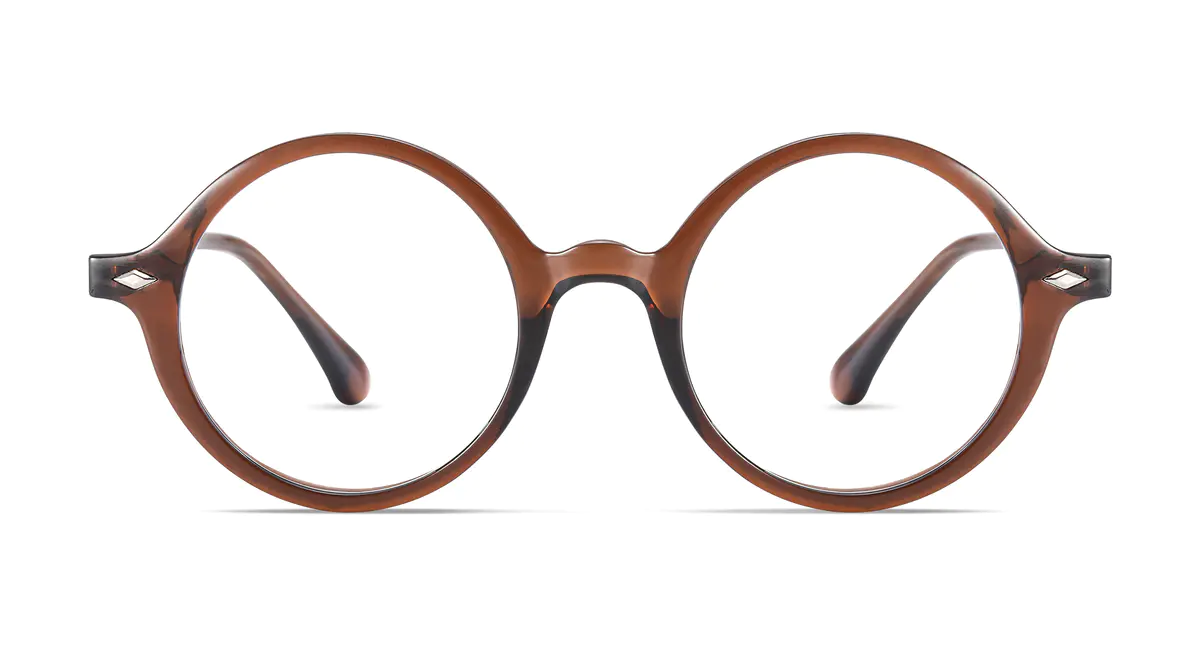 Round Transparent Brown Eyeglasses