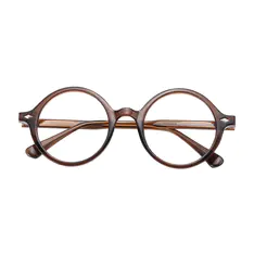 Round Transparent Brown Eyeglasses
