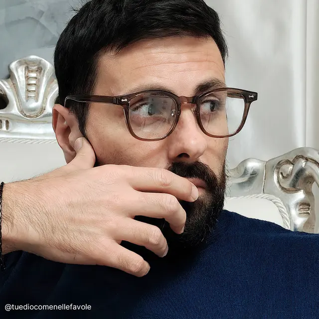 Square Transparent Amber Eyeglasses