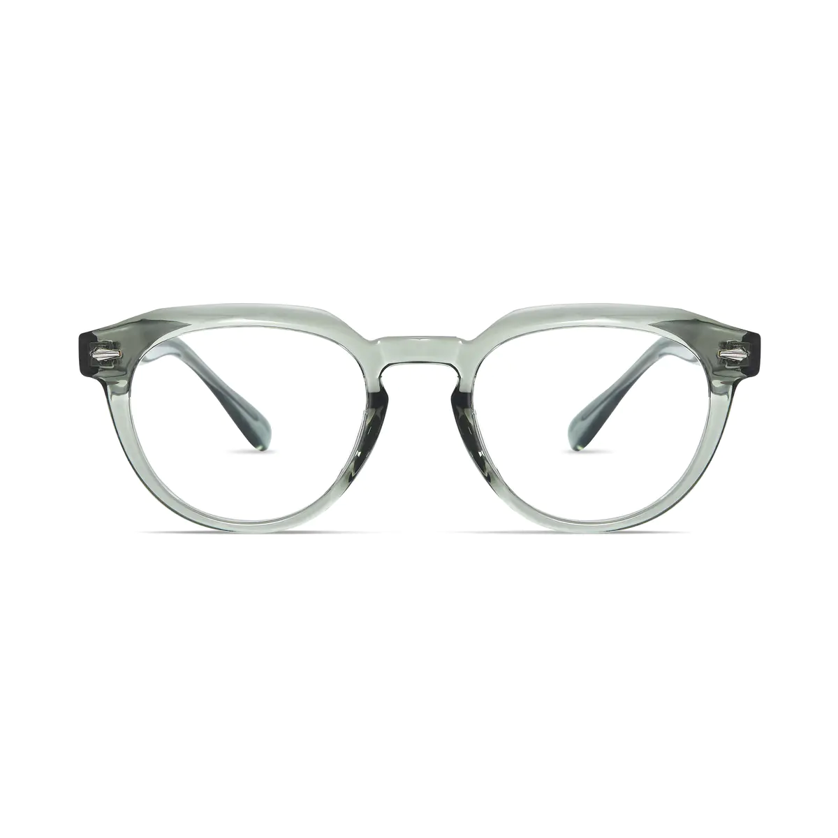 Oval Transparent Green Eyeglasses